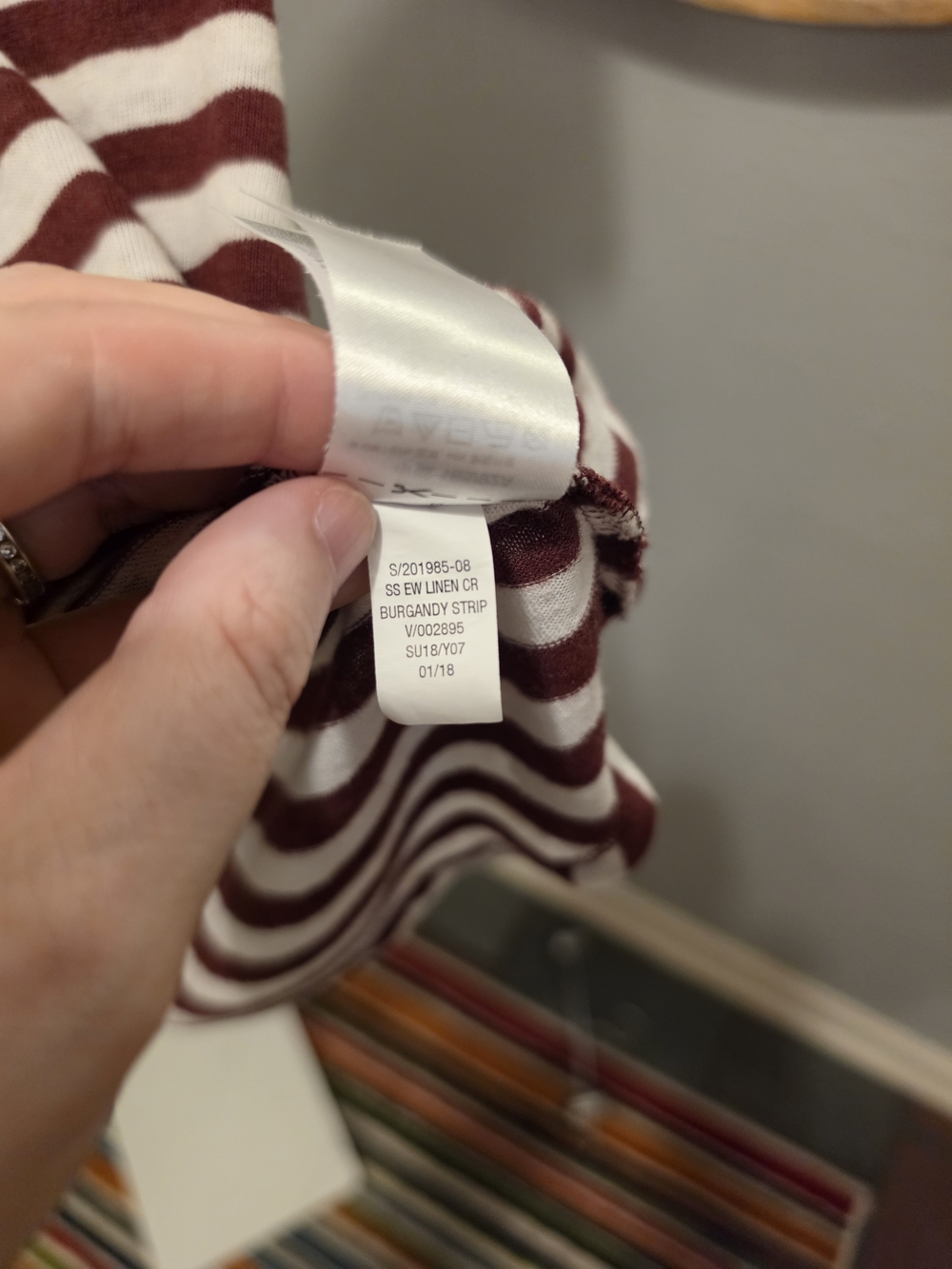 Old Navy Striped Short-Sleeve Tee in Burgundy and Cream - Size Medium - Picture 3 of 5